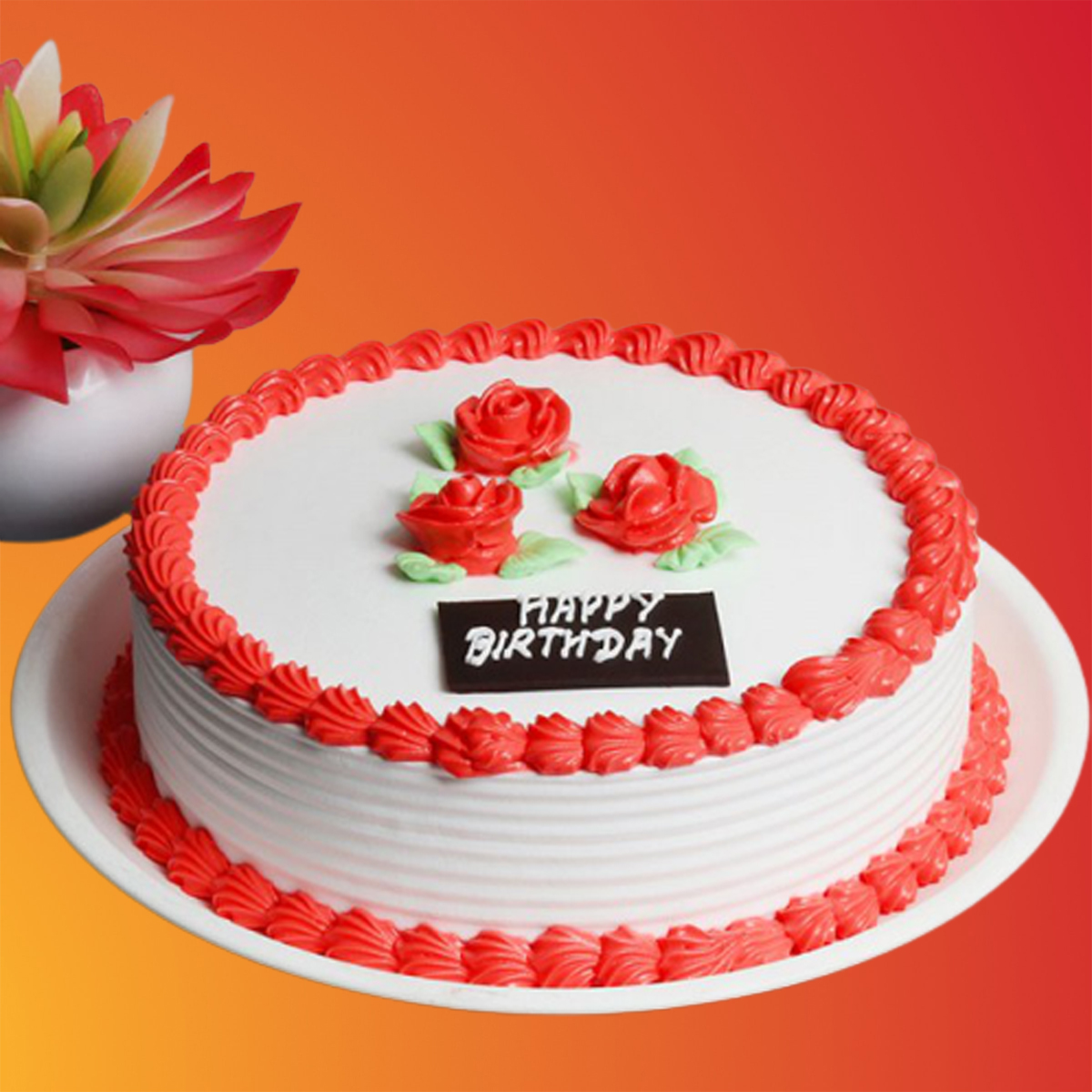 Square Shape One Kg Vanilla Red Velvet Cake