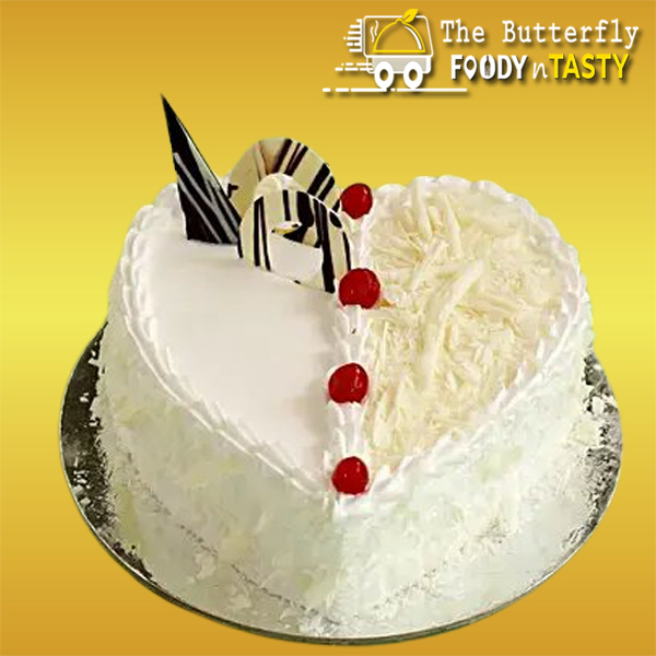 White Forest Cake (Heart Shape)  500 GM